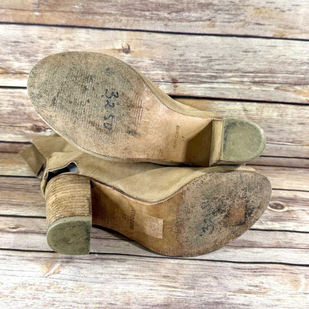 Free People Womens Golden Road Peep Toe Soft Tan Leather Ankle Boots 37/6.5 - Picture 8 of 9
